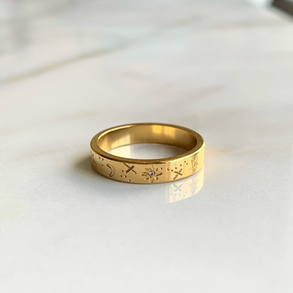 Celestial ring, Starry ring,  constellation ring,gold stacking ring, cz ring